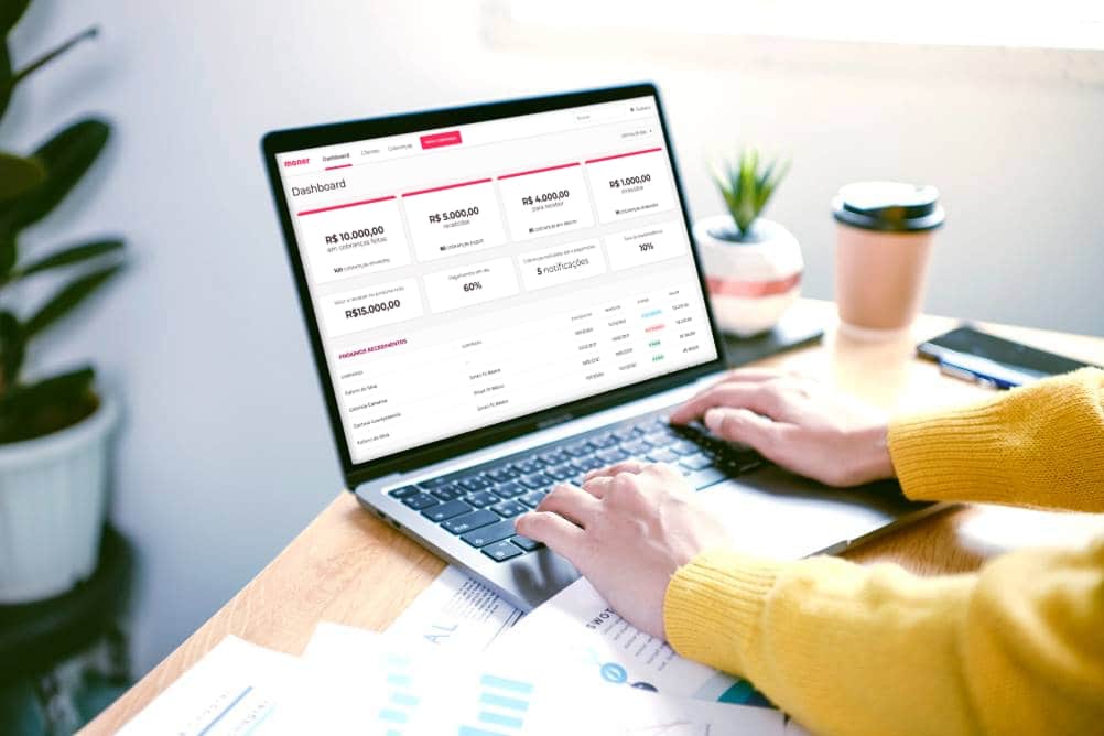 Dashboard da plataforma de cobranças Moner